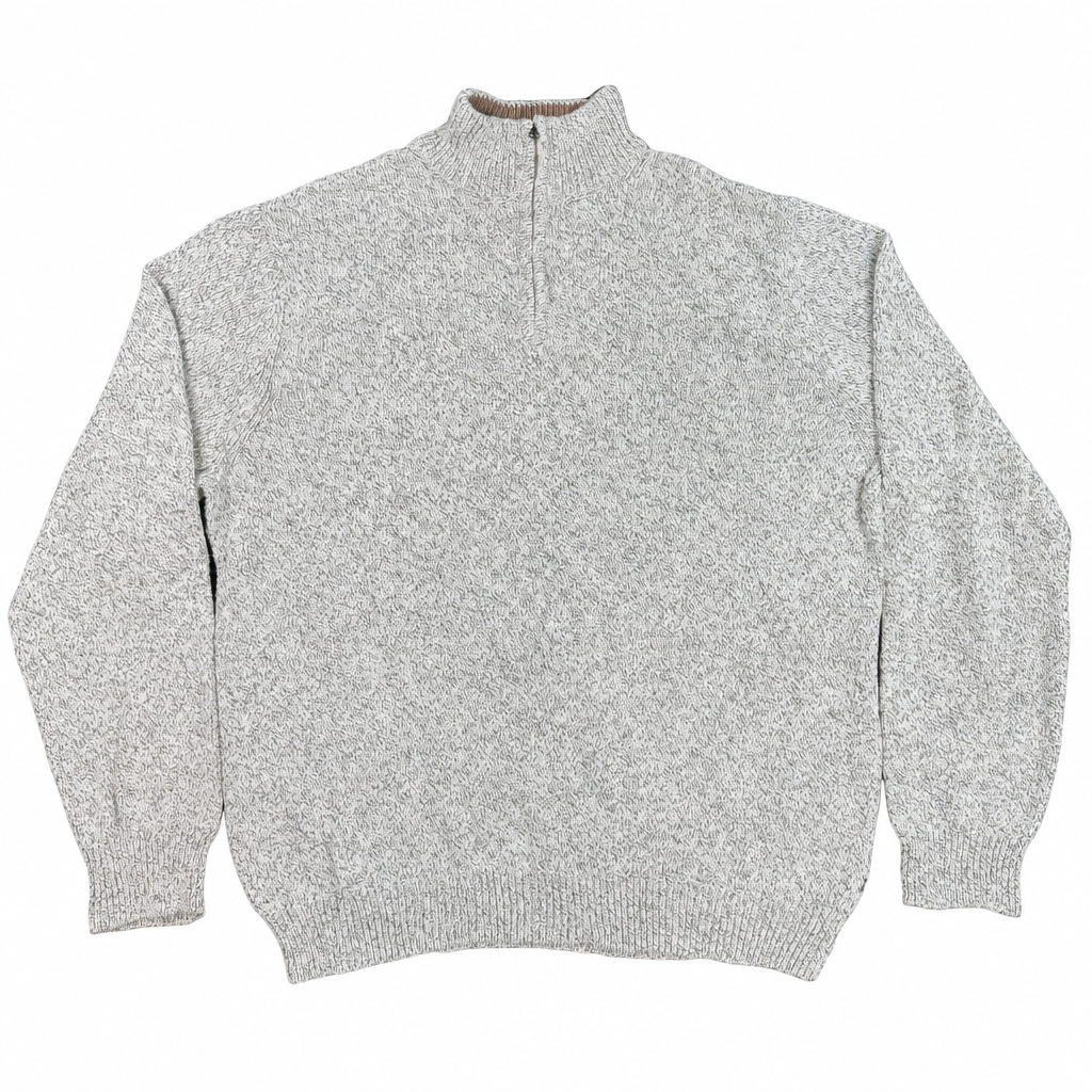 Chaps Quarter-Zip Knit Sweater, Oatmeal Marl, XL