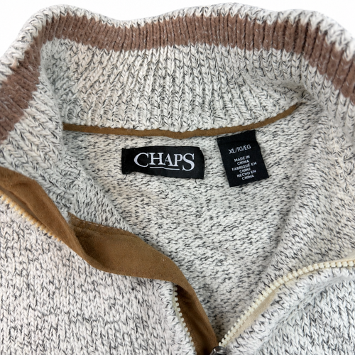 Chaps Quarter-Zip Knit Sweater, Oatmeal Marl, XL