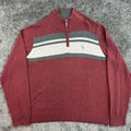 U.S. Polo Assn. Burgundy Striped Quarter-Zip Sweater, XL