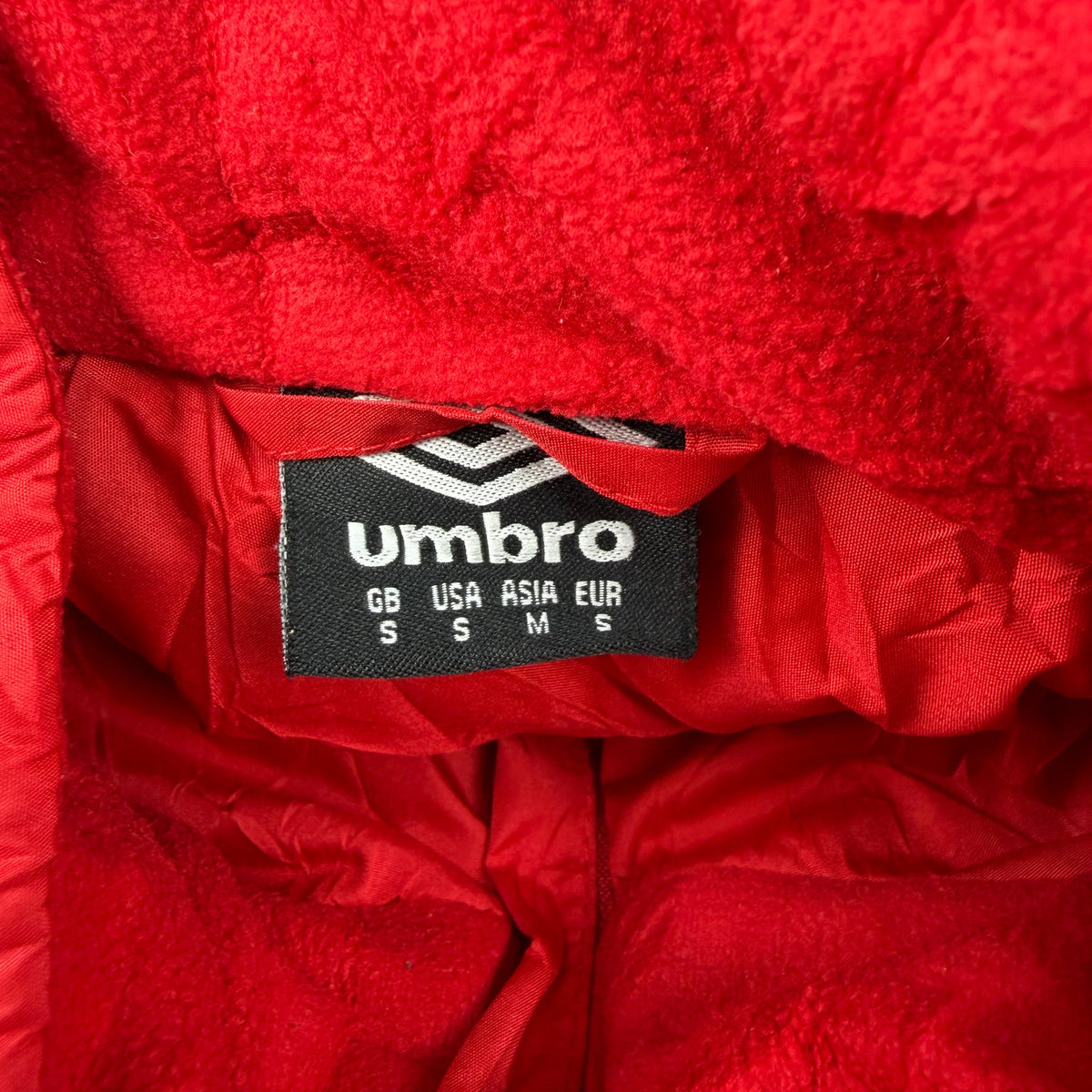 Front of the red Umbro hooded jacket