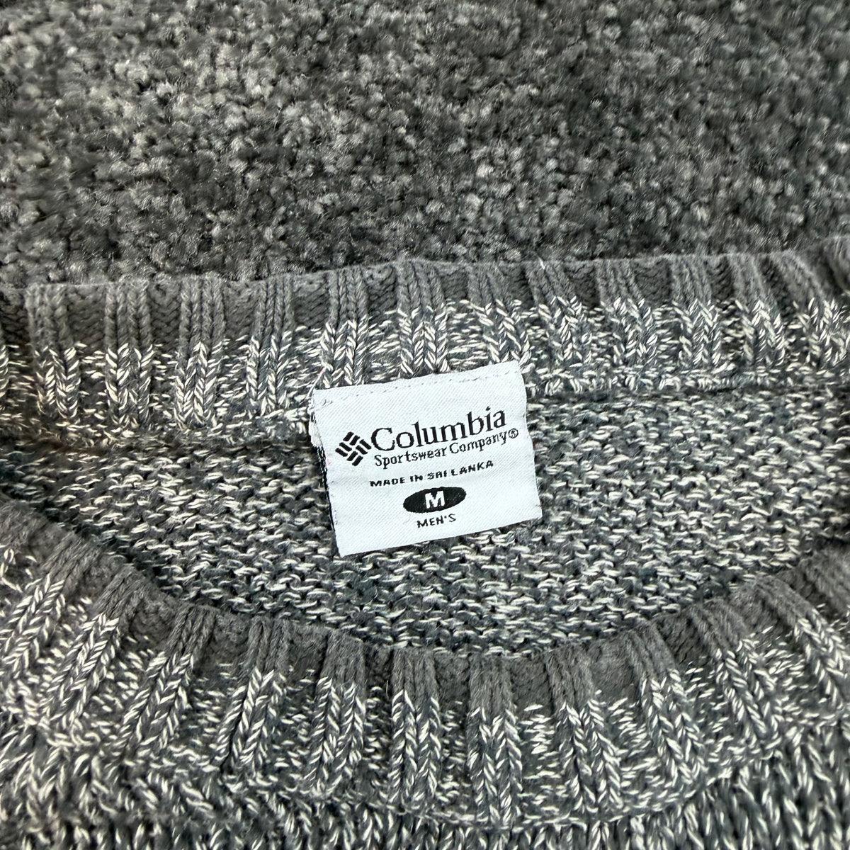 Columbia Sportswear label showing men's size M