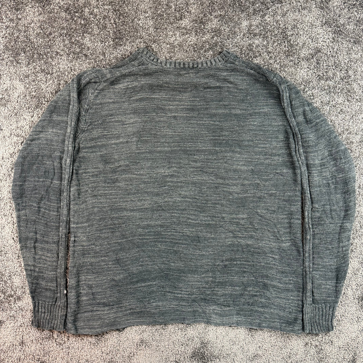 Front of dark grey marl Columbia crewneck sweater, size L