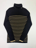 Lauren Ralph Lauren black and gold striped turtleneck front