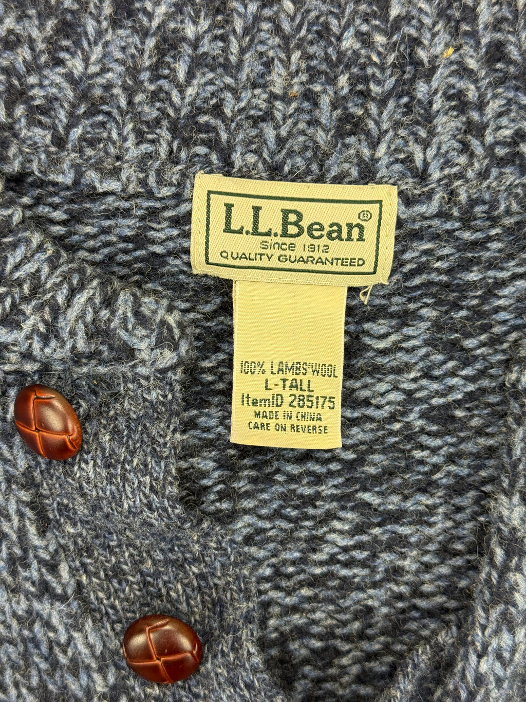 L.L.Bean Blue Marl Lambswool Henley Sweater – L Tall