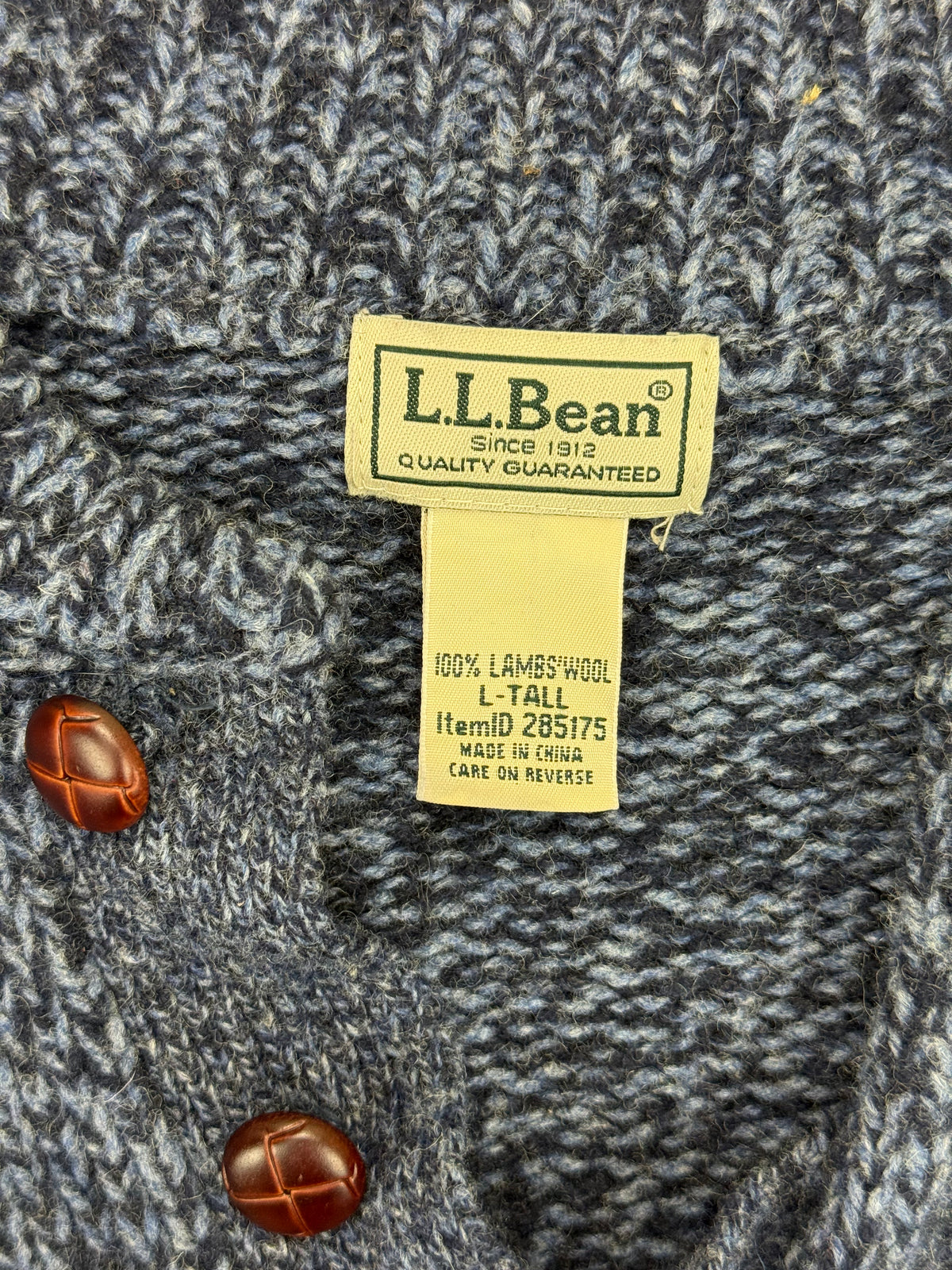 L.L.Bean Blue Marl Lambswool Henley Sweater – L Tall