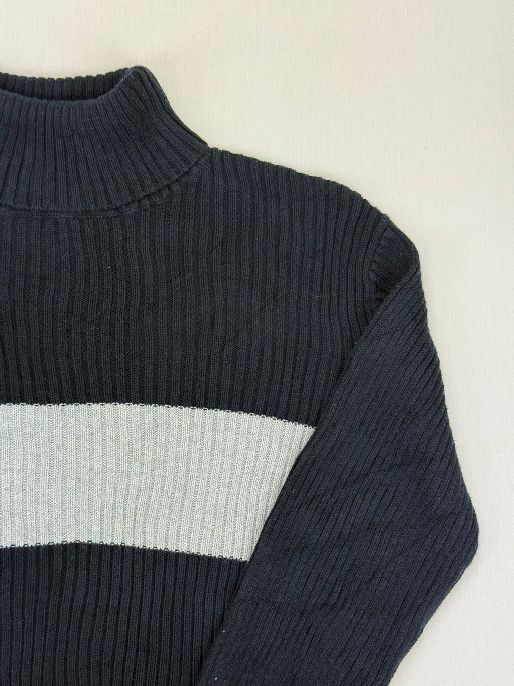 Nautica Jeans Company Navy Striped Cotton Turtleneck Sweater – M