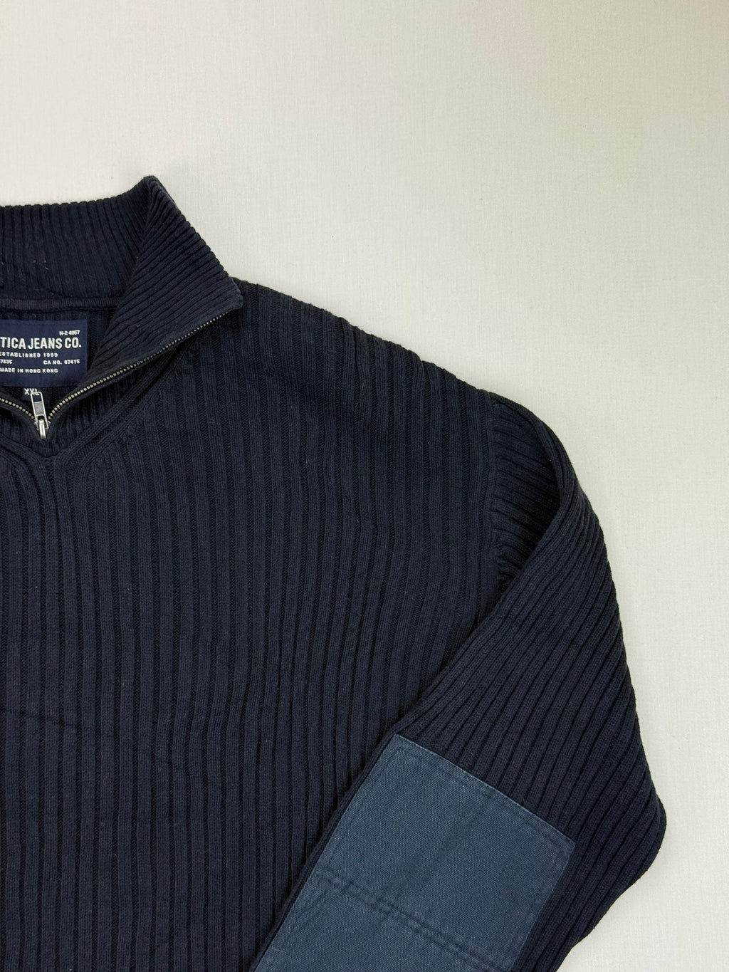 Nautica Jeans Co. Navy Ribbed Quarter-Zip Sweater – XXL