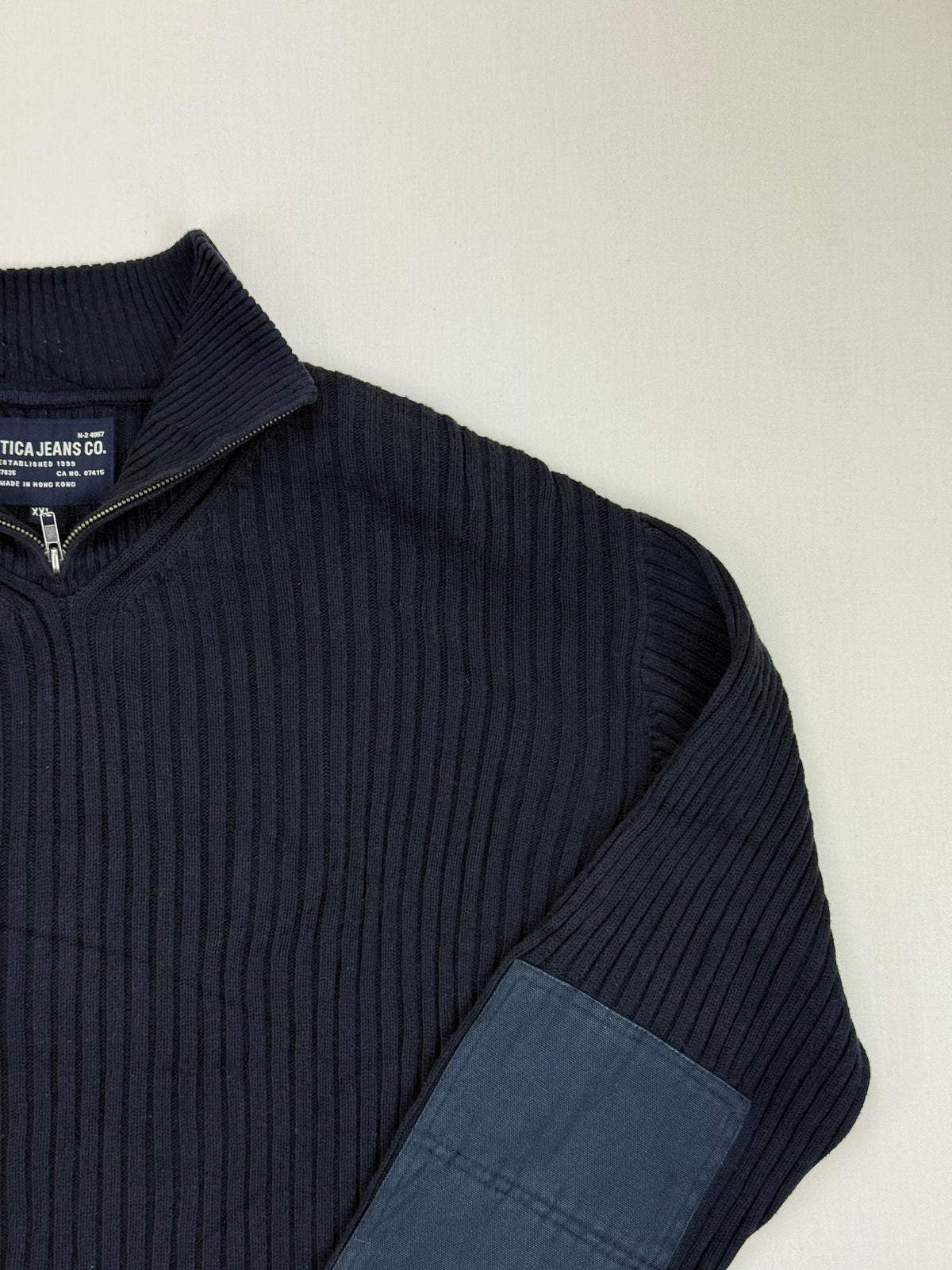 Nautica Jeans Co. Navy Ribbed Quarter-Zip Sweater – XXL