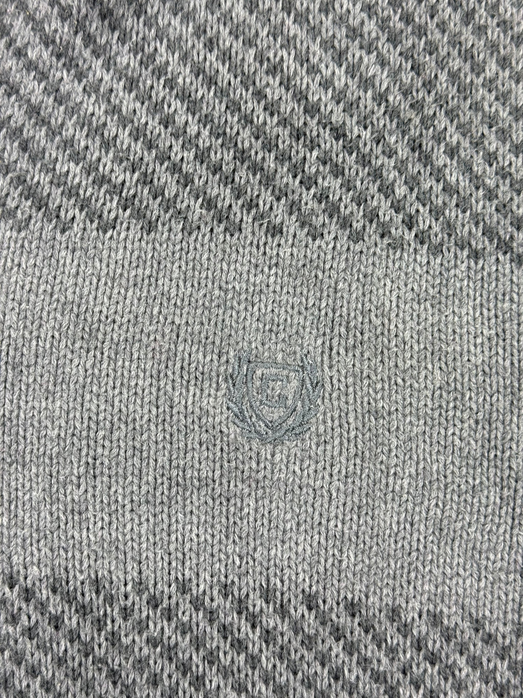 Chaps Grey Patterned Quarter-Zip Sweater – M