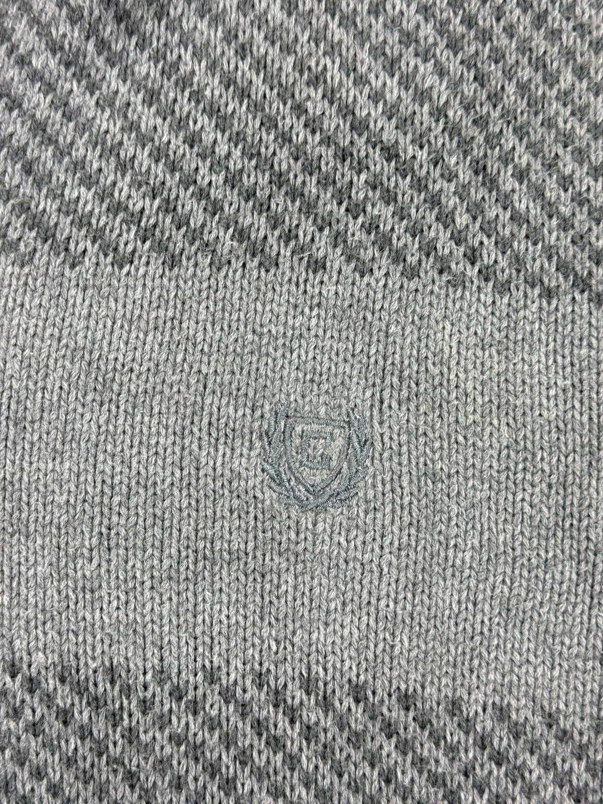 Chaps Grey Patterned Quarter-Zip Sweater – M