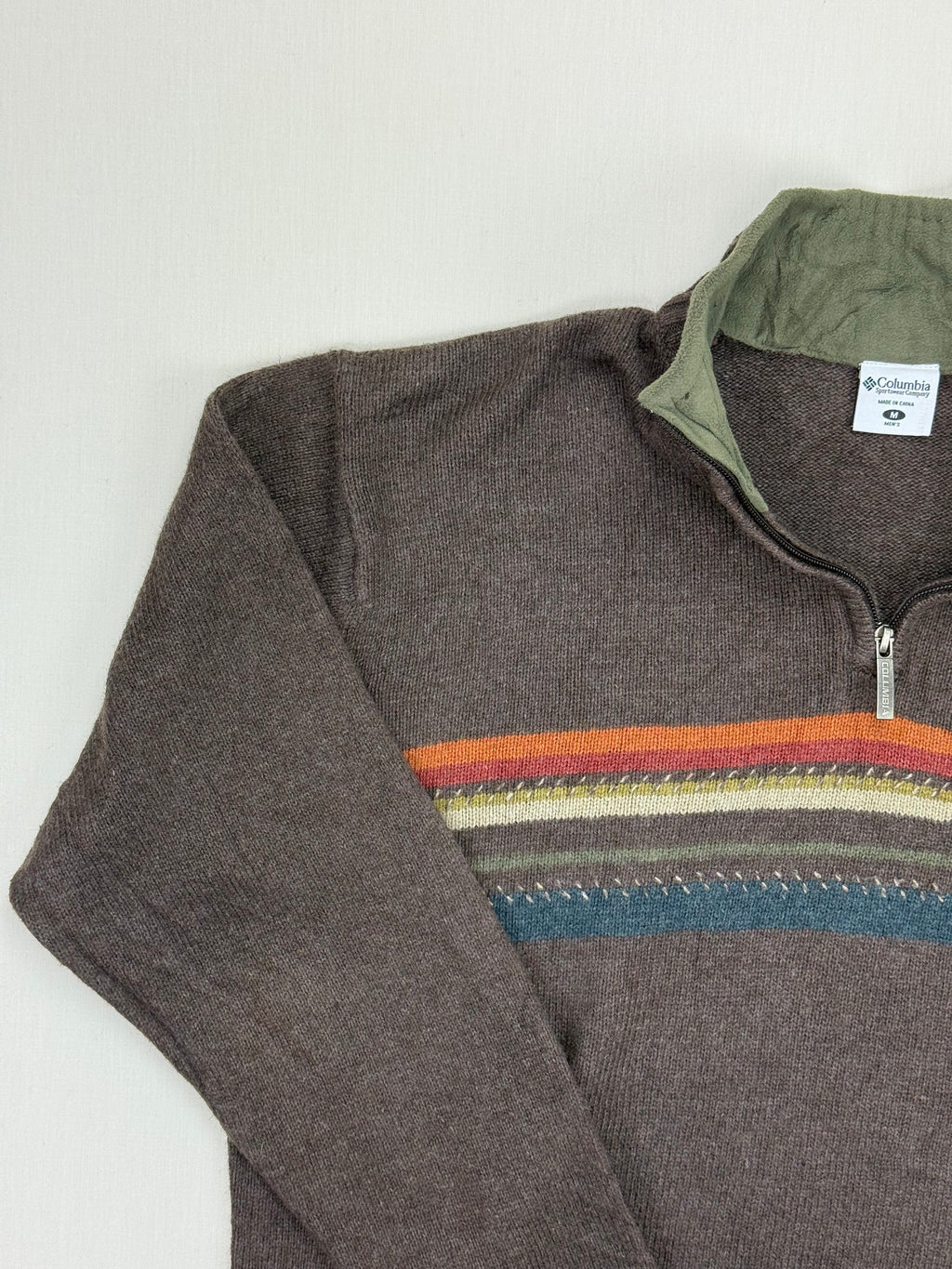 Columbia quarter-zip neckline and multicoloured chest stripes