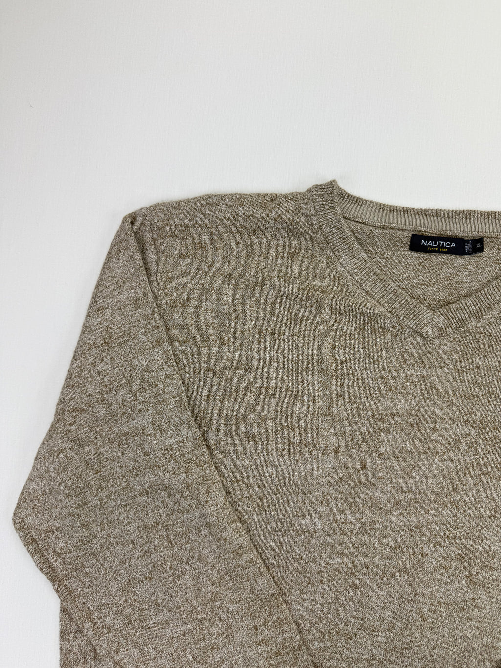 Nautica sweater neckline and shoulder detail