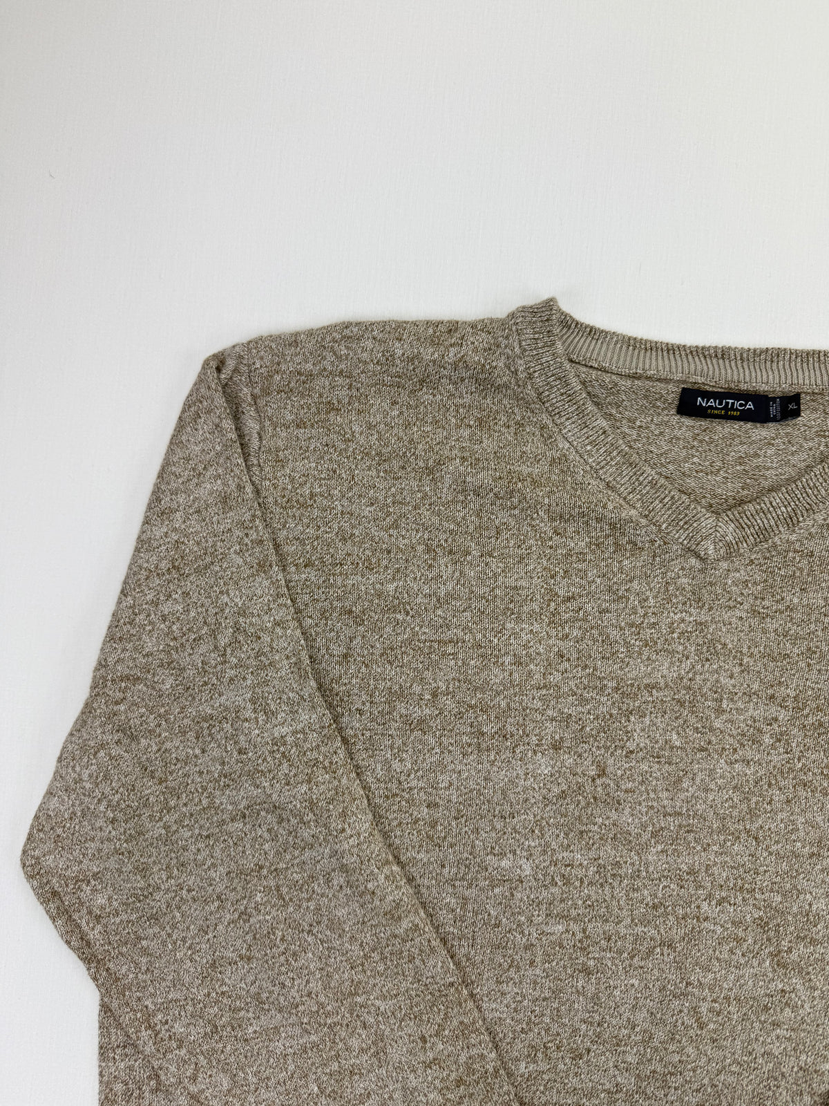 Nautica sweater neckline and shoulder detail