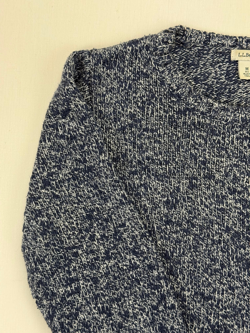 L.L.Bean Navy Marl Crewneck Knit Sweater – M Regular