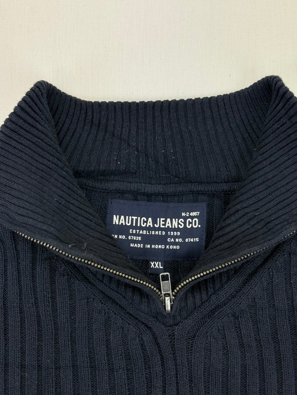 Nautica Jeans Co. Navy Ribbed Quarter-Zip Sweater – XXL