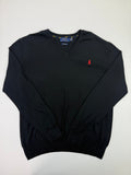 Polo Ralph Lauren Black Pima Cotton V-Neck Sweater – L