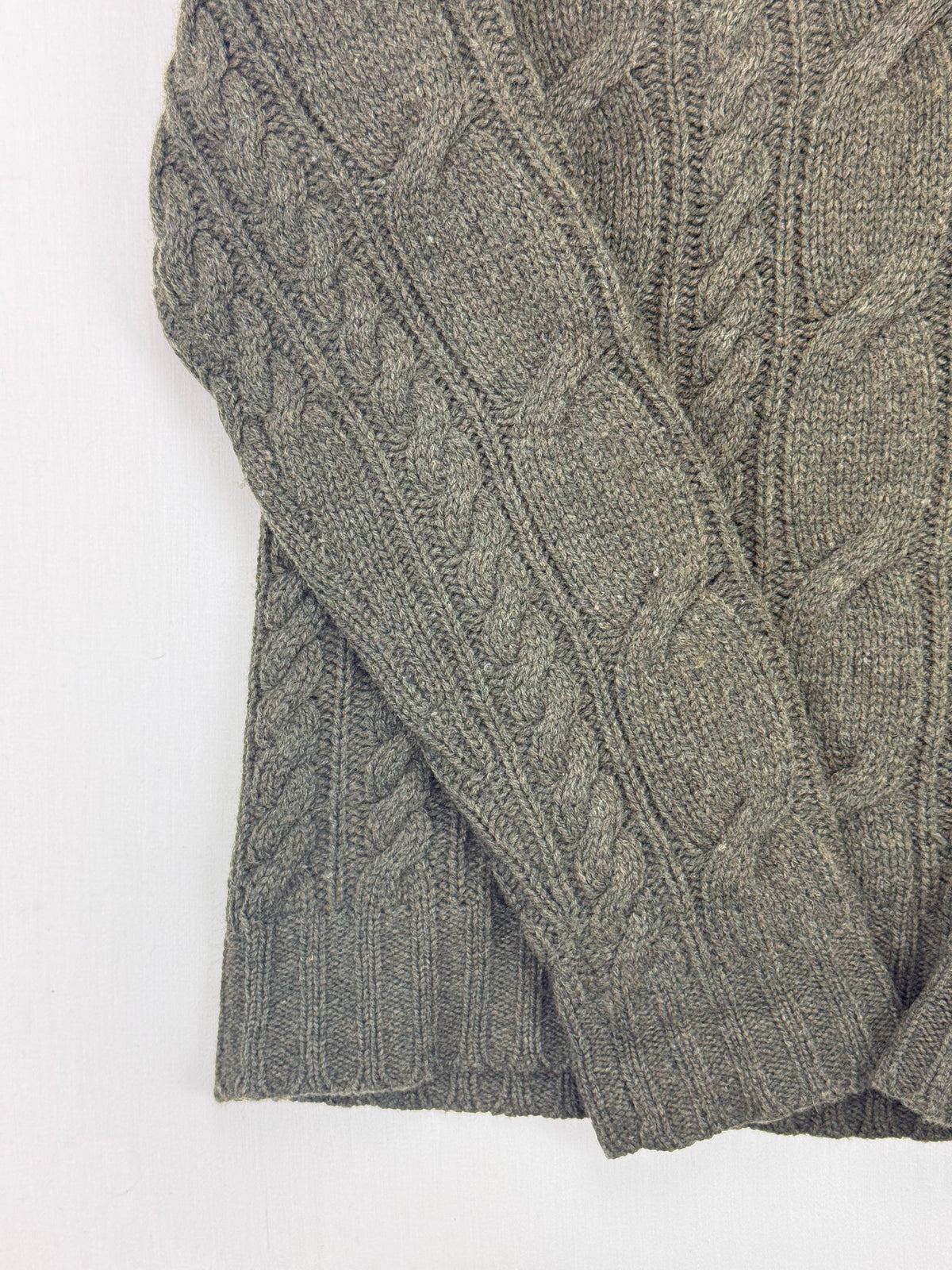 Lauren Active Ralph Lauren Olive Cable-Knit Lambswool Sweater – L