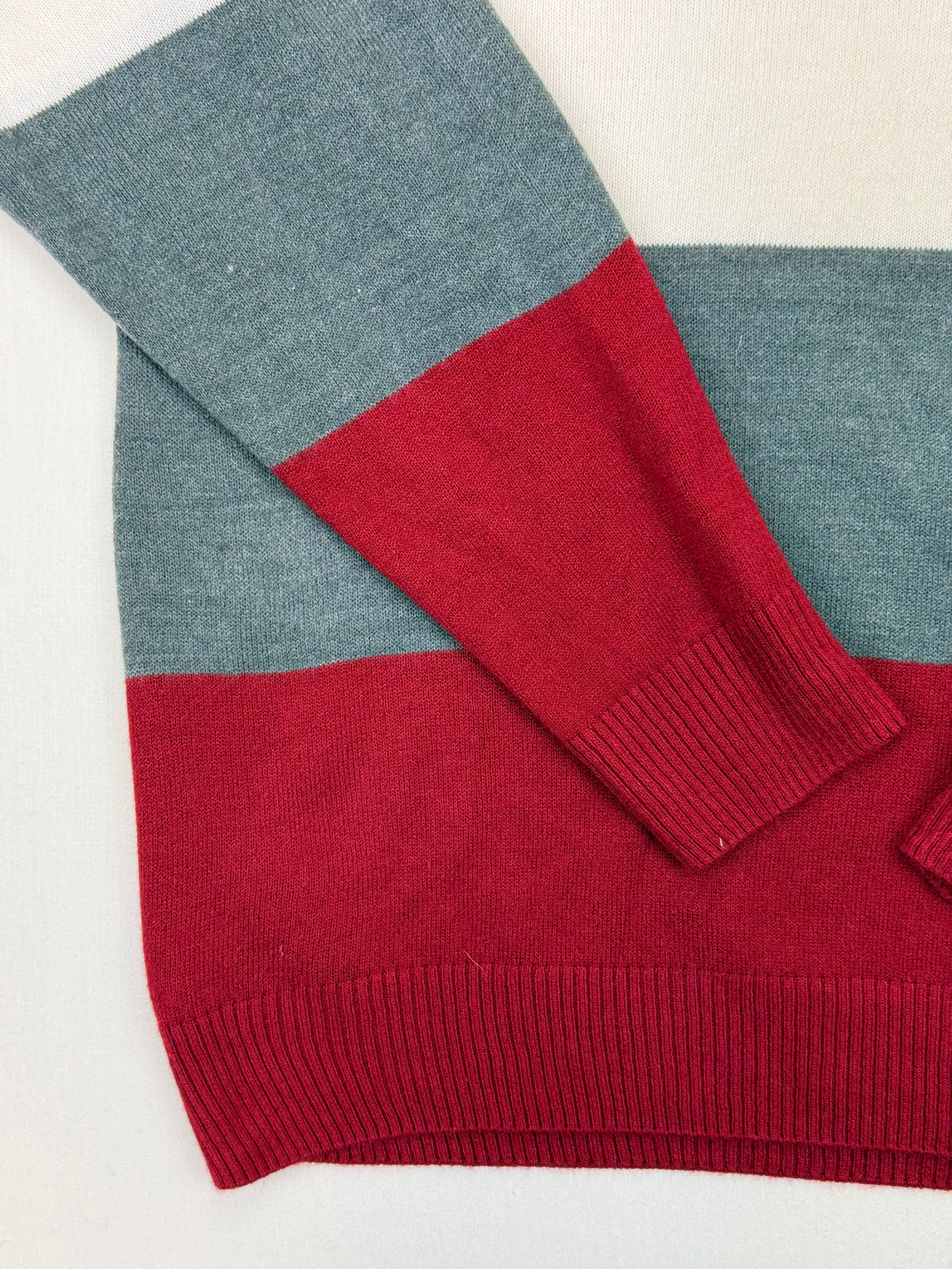 U.S. Polo Assn. Red & Navy Striped V-Neck Sweater – L