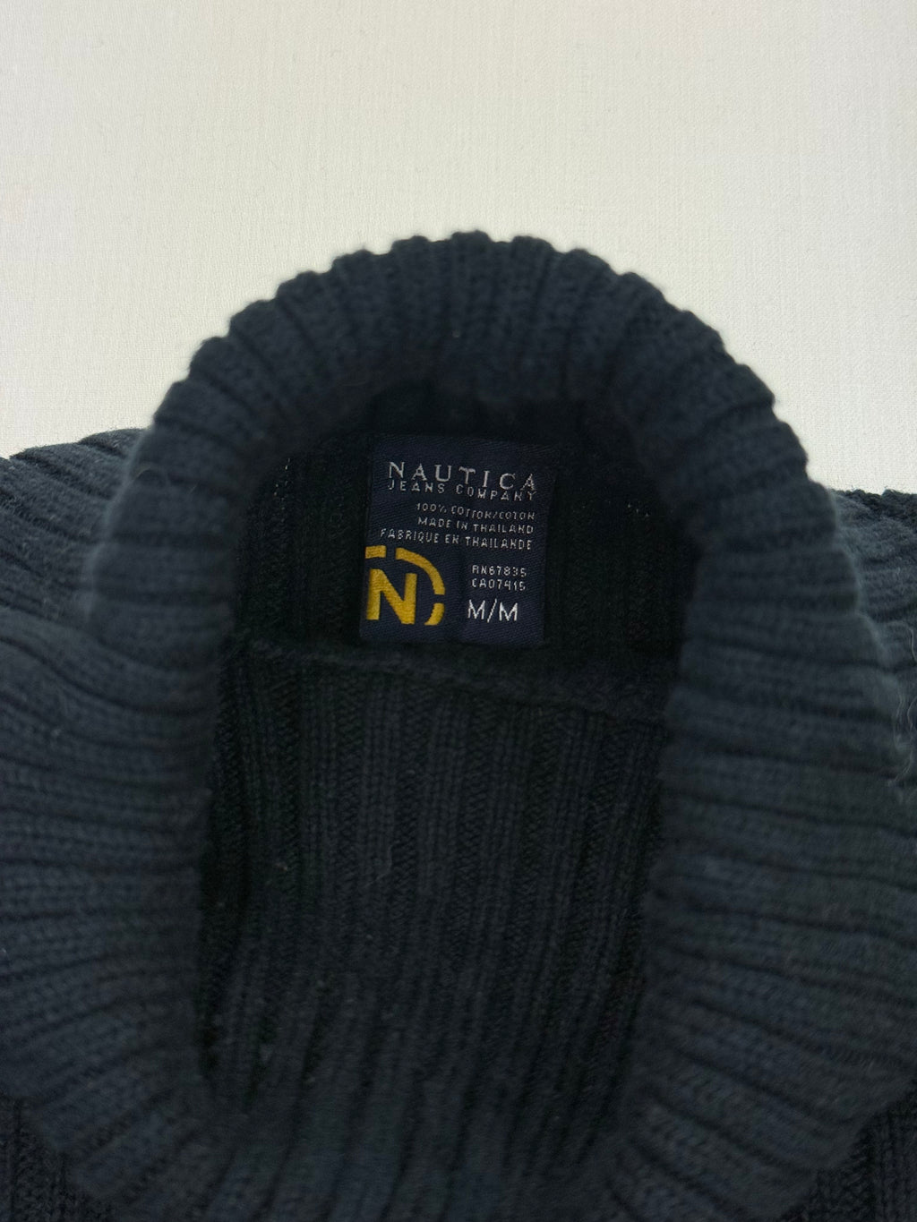 Nautica Jeans Company Navy Striped Cotton Turtleneck Sweater – M