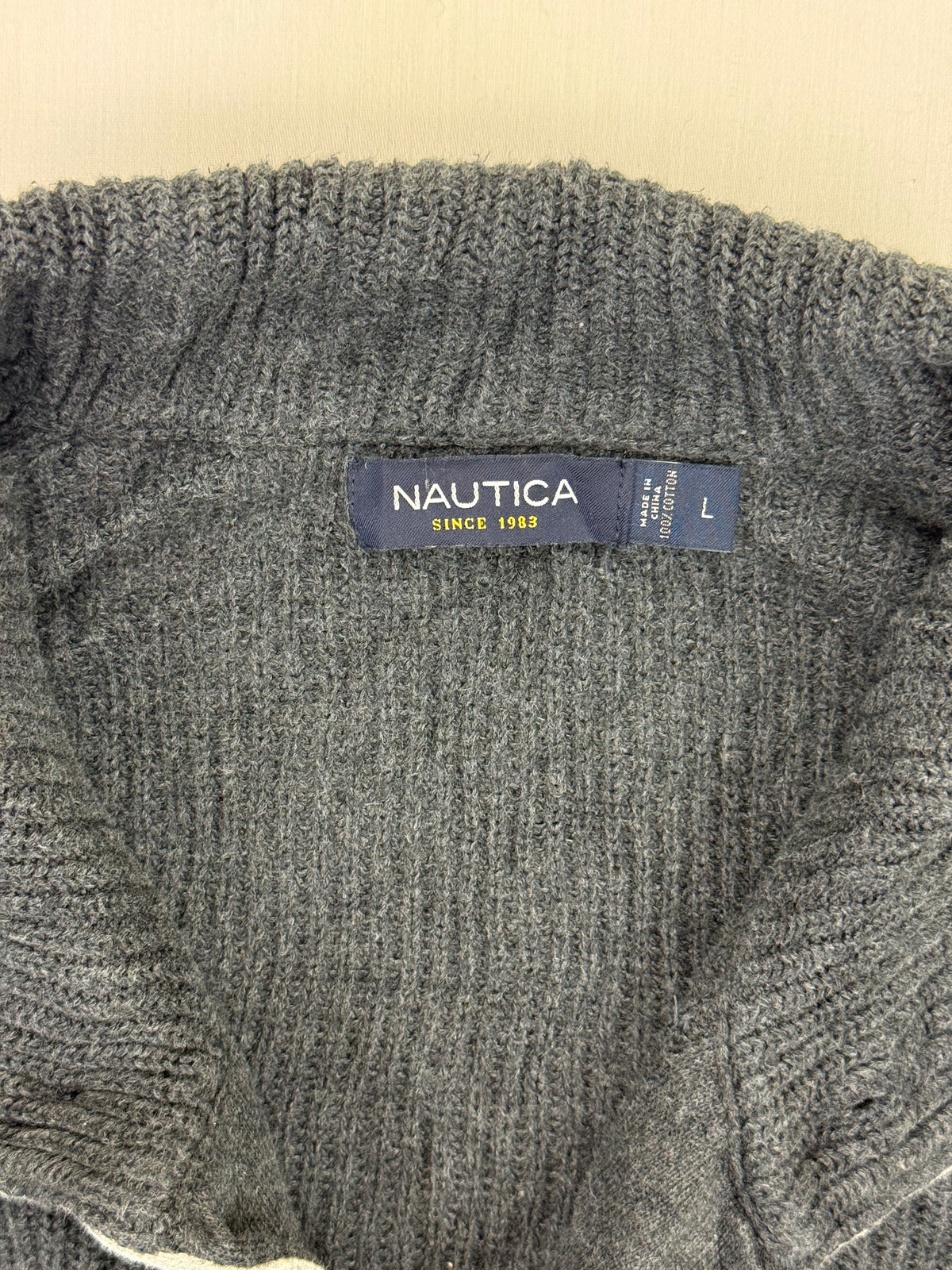 Nautica Charcoal Grey Cotton Button-Up Cardigan – L