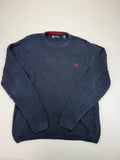 Chaps Navy Textured Crewneck Sweater – L