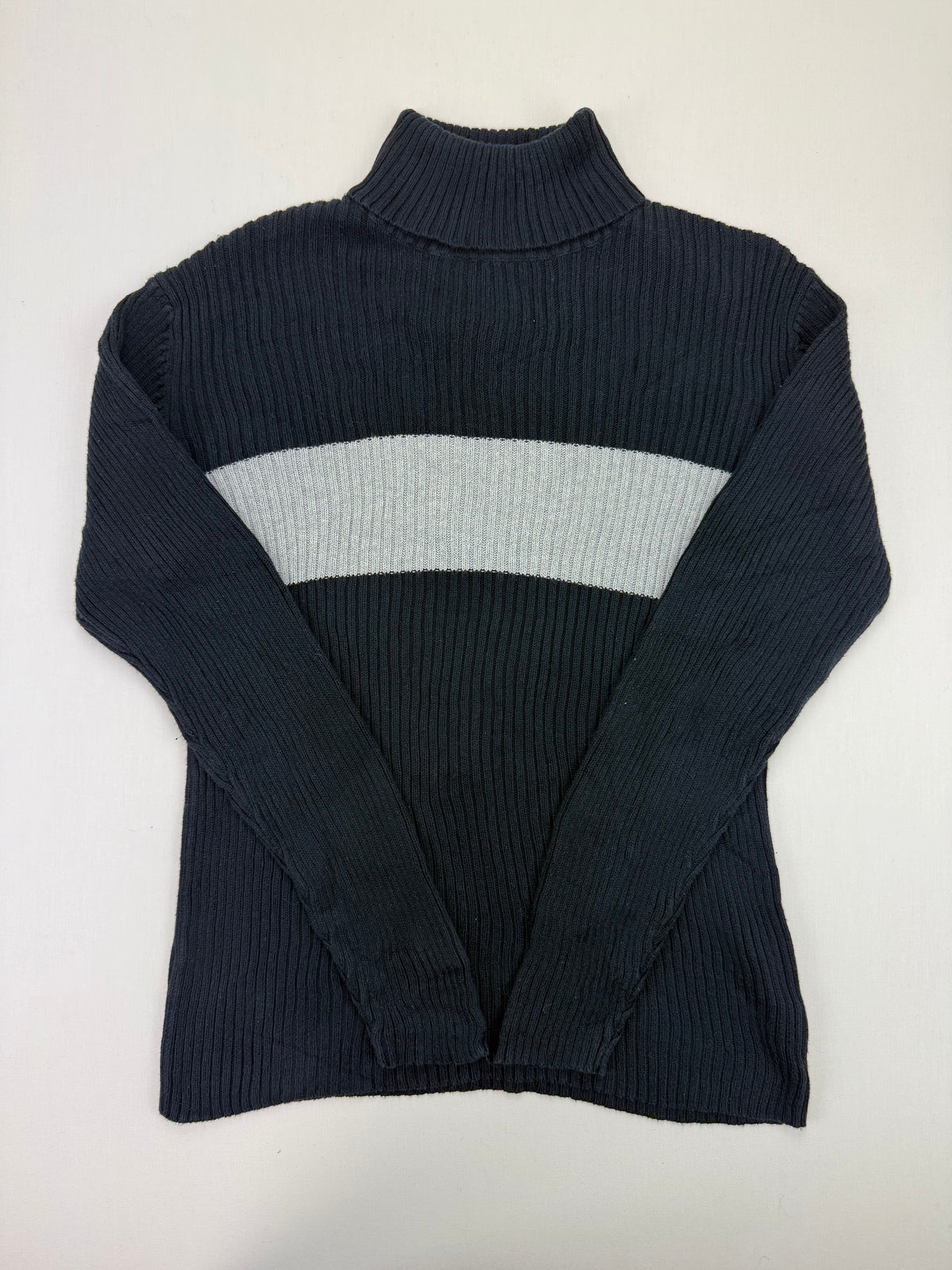 Nautica Jeans Company Navy Striped Cotton Turtleneck Sweater – M