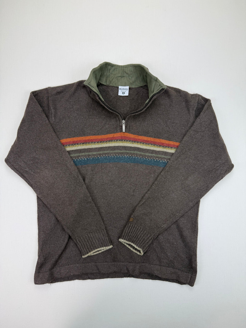 Columbia quarter-zip sweater front with open collar