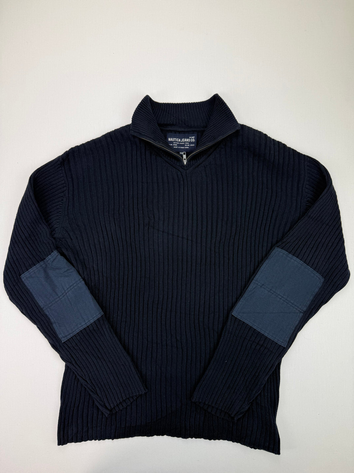 Nautica Jeans Co. Navy Ribbed Quarter-Zip Sweater – XXL