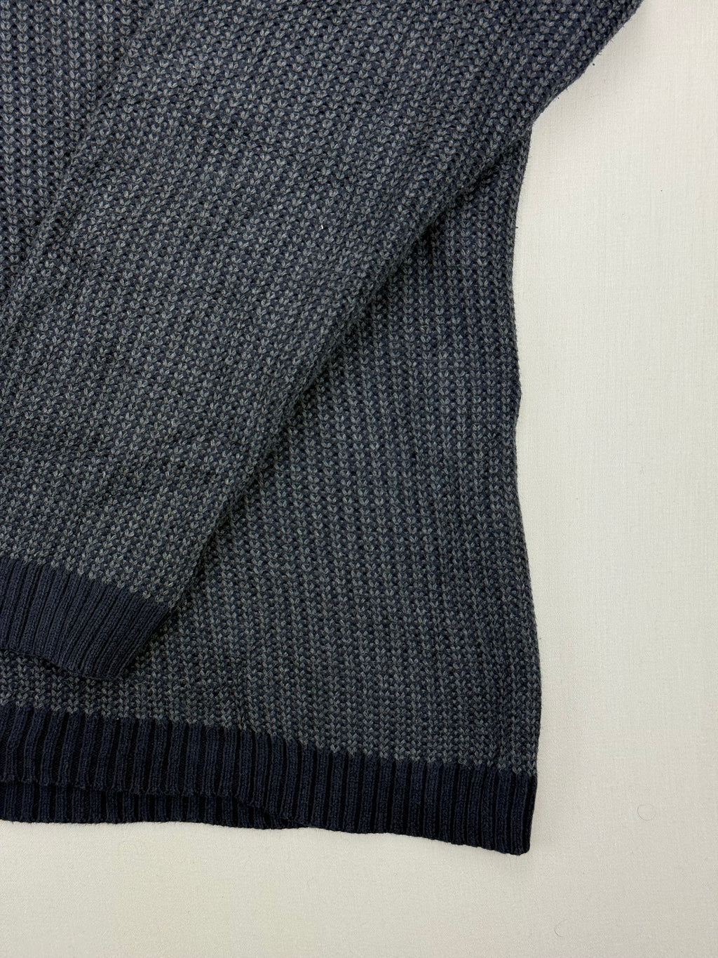 Nautica Grey Textured Cotton Shawl-Collar Sweater – L