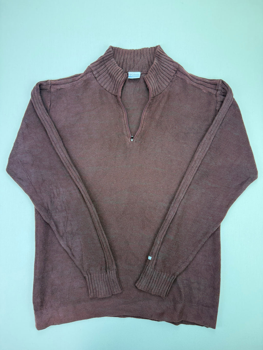 Columbia Brown Quarter-Zip Knit Sweater – L