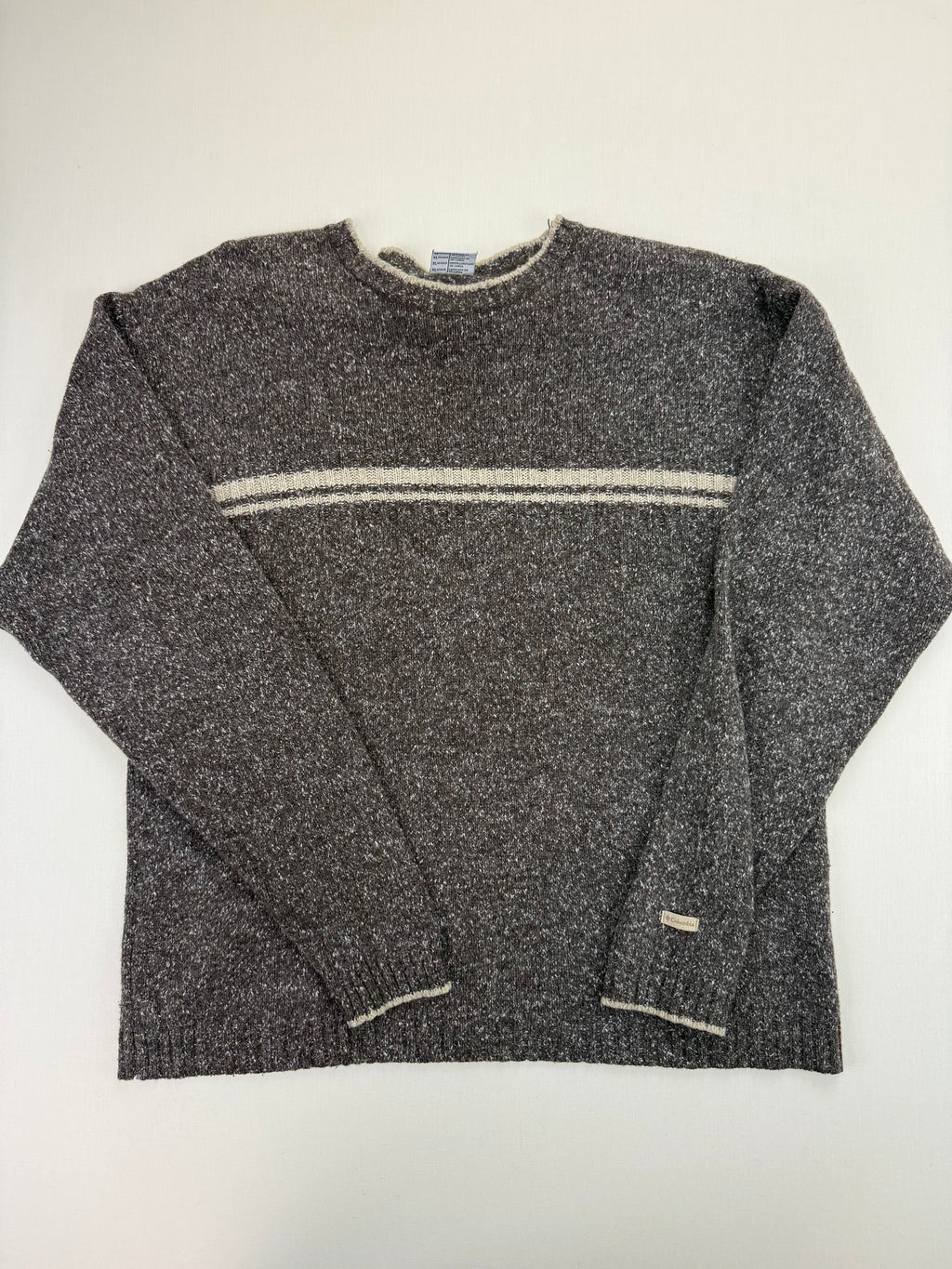 Columbia grey marl striped knit sweater front