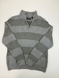 Chaps Grey Patterned Quarter-Zip Sweater – M