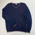 U.S. Polo Assn. navy patterned V-neck sweater front