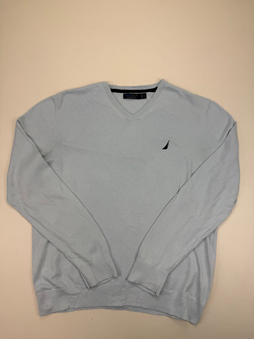 Navtech by Nautica Light Grey V-Neck Knit Sweater – L