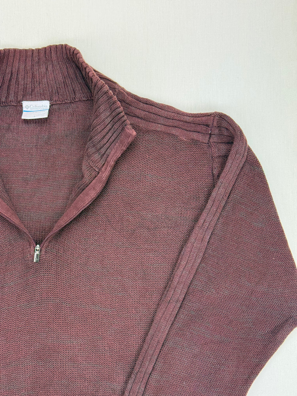 Columbia Brown Quarter-Zip Knit Sweater – L