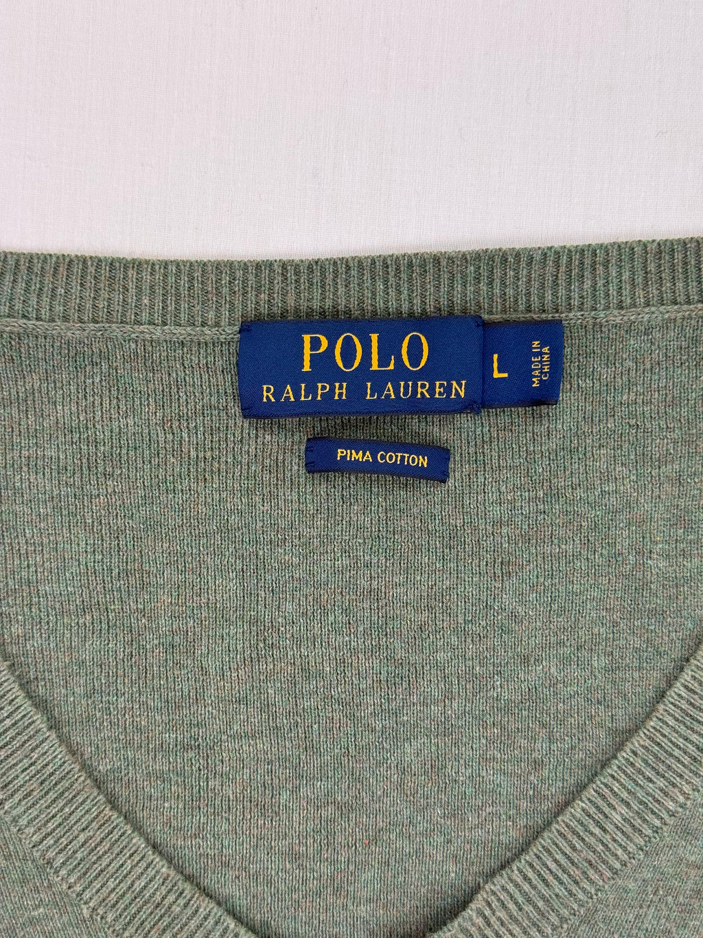 Polo Ralph Lauren size L and Pima cotton labels