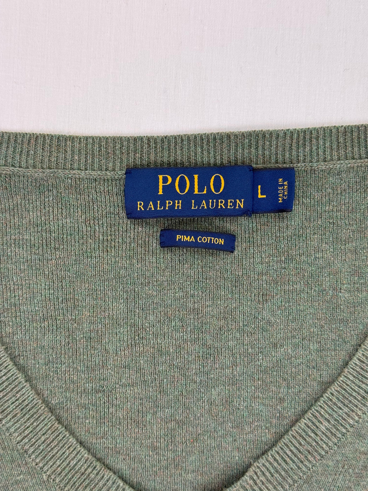 Polo Ralph Lauren size L and Pima cotton labels
